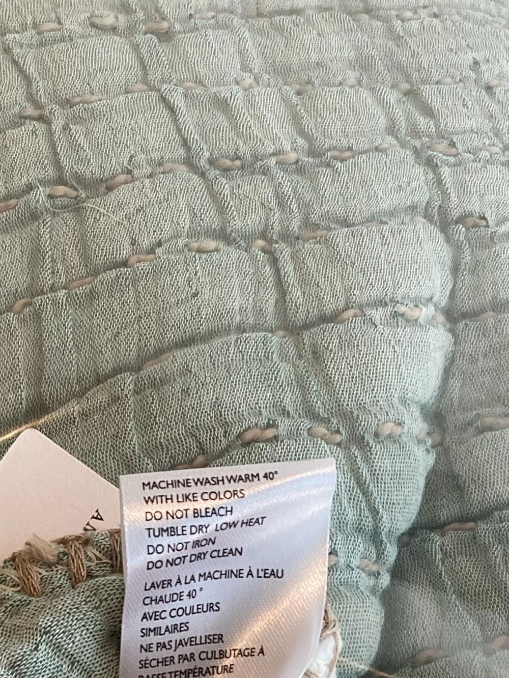 Anthropologie Throw Blanket Mira Cotton Sherpa Fleece Reverse Woven New Green